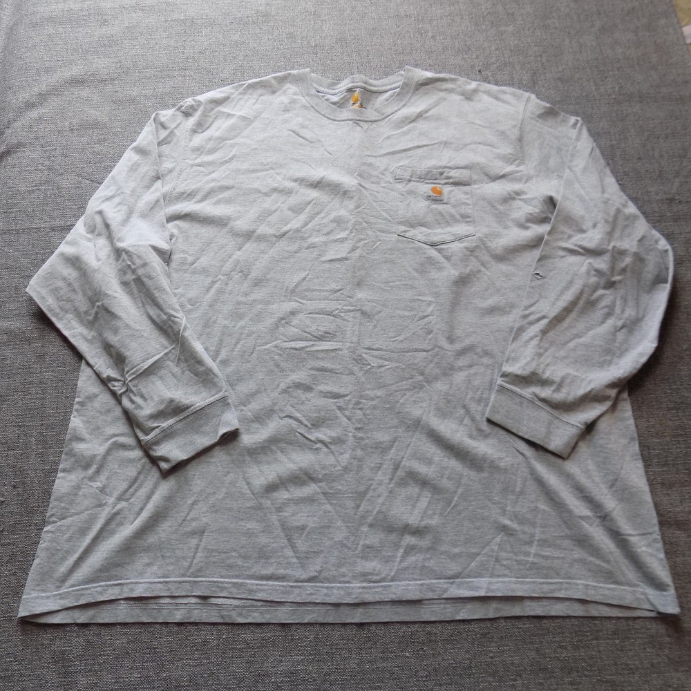 Carhartt T-Shirt Mens 4XL Gray Good Long Sleeve Pocket Original Fit K126